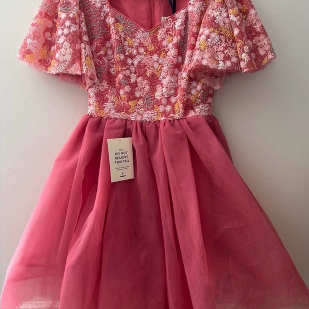 JessaKae Pink Floral Sequin Dress with Tulle